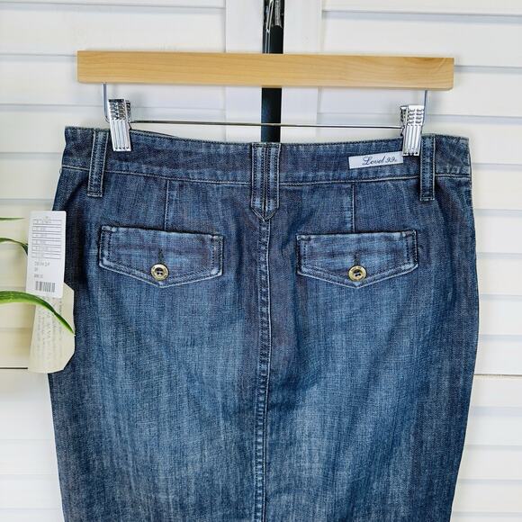 New Anthropologie Level‎ 99 Denim Pencil Skirt Sailor Button Front Size 29 - Picture 7 of 13